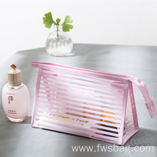 CustomShould PVC Transparent Stripe Waterproof Makeup Bag